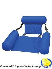 1pc Inflatable Swimming Pool Float Chair, Vibrant Colors, Durable Polyester Hammock Lounge With Armrests And Headrest, Relax At Beach, Lake Or Pool. Adult Swimming Pool Float, Available With Inflation Pump Set - Multicolor - View 18