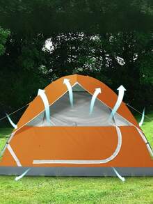CAMEL CROWN Outdoor Tent, 4-Person Instant Tent, Portable Sun-Proof Tent, Suitable For Overnight Camping In The Park, Waterproof Canopy Tent - Orange/Grayish White - View 1