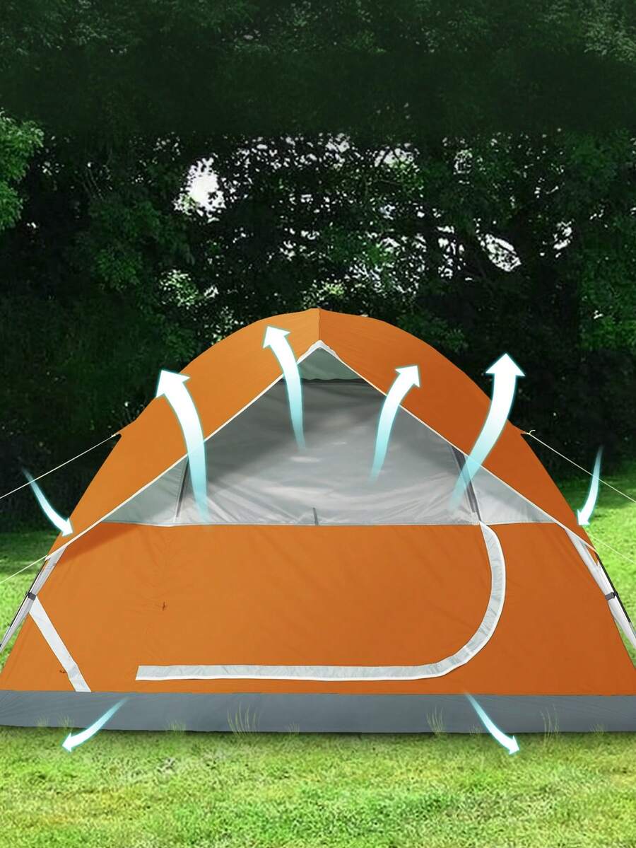 CAMEL CROWN Outdoor Tent, 4-Person Instant Tent, Portable Sun-Proof Tent, Suitable For Overnight Camping In The Park, Waterproof Canopy Tent - Orange/Grayish White - View 1