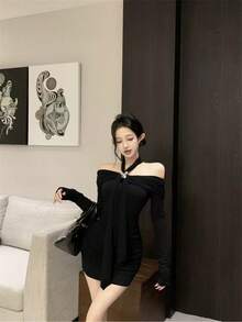 Women Long Dresses - Black - View 8