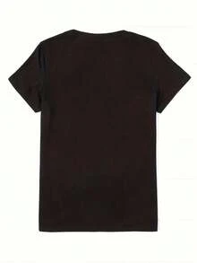 Camiseta Casual de Cuello Redondo para Mujer - Manga Corta, Estampado con la Frase "Las Rosas Son Rojas, las Personas Son Falsas", Negra, Perfecta para Primavera y Verano, Ropa de Primavera Verano| Ropa Casual Elegante| Textura Suave, Camisetas para Damas - Multicolor - Ver 2
