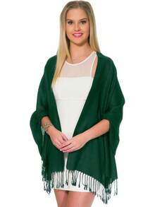 Shawls And Wraps Evening Dresses, Large Soft  Wedding Shawl - 墨綠色 - 查看 4