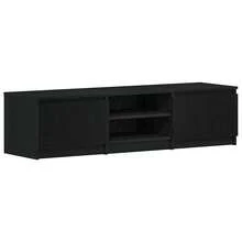 vidaXL TV Cabinet With 2 Drawers And 2 Compartments, Lowboard, TV Table, TV Stand, TV Furniture, Sideboard, Oak, Black, 140x40x35.5cm, Engineered Wood - 橡木黑色 - 查看 2