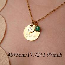 1 pièce Collier personnalisé gravé sur mesure, collier en acier inoxydable, collier pour femme, bijoux pour femme, personnalisable avec âge, nom, pierre de naissance, bijoux pour anniversaire, cadeau personnalisé pour elle, collier avec nom personnalisé, cadeau personnalisé pour fille, cadeau pour la fête des mères, cadeau personnalisé sur mesure - Multicolore - Voir 5