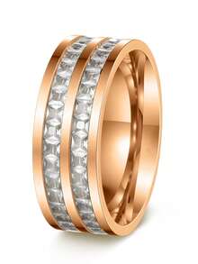 Rose Gold-Plated Eternal Stainless Steel Ring, Couple Rings, Unisex Jewelry Accessories, Suitable For Weddings, Engagements, And Daily Wear Jewelry - Multicolor - View 22