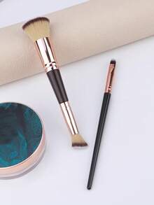 Dual-Ended Foundation Concealer Makeup Brush Rounded Taperd Flawless Brush Ideal For Liquid Cream Powder Blending Concealer - Multicolor - View 5