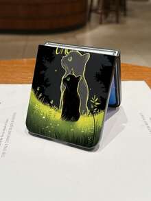 1个时尚简约亲肤PC材质可爱简约双影猫元素折叠手机壳，可保护手机并防止跌落，适用于：三星Galaxy Zflip 3/Zflip 4/Zflip 5/Zflip 6/Zflip 7/ Find N3 Flip/ Razr 50 Ultra/ Razr 60 Ultra/ Razr 60/ Razr 50/小米MIX Flip/Galaxy Z Flip7 FE - 黑色 - 查看 15