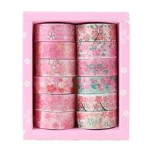 1/3/5/10 piezas Cinta Washi de Foil Rosa Sakura, Cinta Adhesiva Decorativa de Color Caramelo para Scrapbooking, Planificador, Manualidades DIY - Conjuntos - Ver 7