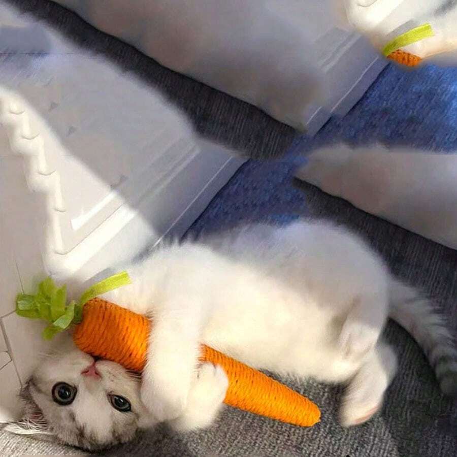 1/2pcs Self-Entertainment Cat Toys, Carrot Shaped Chew Stick, Scratch Toy, Teeth Grinding, For Kittens & Cats - Multicolor - View 1