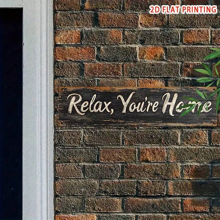 Vintage Metal Tin Sign Featuring The Words "Relax, You're Home"-Perfect For Rustic Decor In Your Home, Bar, Cafe, Or Garage. Makes A Great Gift For Holidays Or Housewarmings. Easy To Hang, Measuring 4 X 16 Inches, It Adds A Charming Touch To Any Room