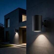 1pc LED Solar Outdoor Landscape Light, Solar Wall Light, Modern Cylindrical Solar Fence Light, Warm White Light, IP44 Protection Level, With Light Sensor, Suitable For House, Garage, Porch, Doorway, Garden, Villa, Corridor, Staircase, Lane, Festival, Party Decoration - Solar - View 2
