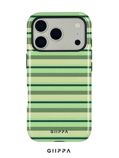 GIIPPA Cream, Mint Green To Olive Green, Deep Forest Green Striped Pattern Design Phone 17 Pro Max Case, Compatible With Phone 16 Pro Max, 15 Pro Max, 14 Pro Max, Korean Stylish And Interesting Phone Case, Fits 11/12/13/14/15/75 Pro Max Plus, Elegant Design Suitable For Both Men And Women, Ideal Gift For Girlfriend On Christmas, Valentine's Day, Easter, Wedding Season And Birthday