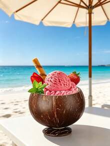 1pc Hawaii Theme Party Polished Coconut Cup, Reusable Coconut Shell Coconut Cup For Dessert, Ice Cream, Suitable For Wedding, Graduation Party, Summer Pool Party Decor - Polished Version - View 5