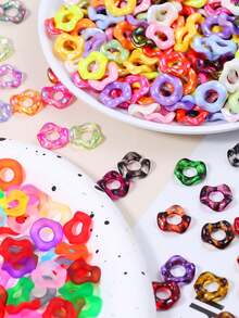 10pcs Acrylic UV Coated Colorful Beads, Hexagon Fidget Toys, Macaron Color Wavy Flower Shape, DIY Jewelry Accessories - Waves - View 5