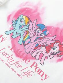 Balabala My Little Pony Short Sleeve T-Shirt, Cute Cartoon Tee For Tween Girl , Comfortable Casual Wear For Summer 2026 - Original White - View 7