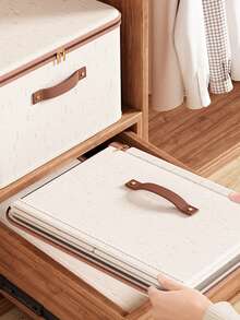 1pc Fabric Large Capacity Foldable Clothes & Bedding Storage Box For Nursery - White - View 4
