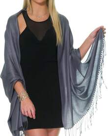 Shawls And Wraps Evening Dresses, Large Soft  Wedding Shawl - 深灰色11 - 查看 2