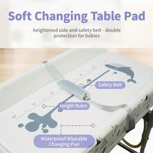 2 In 1 Baby With Changing Table, Waterproof Diaper Changing Station Portable Changing Table Adjustable Height Nursery Organizer With Storage Racks For Newborn Infant Toddler - Gray Beige-1 - View 4
