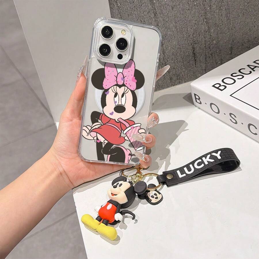 This Disney Mickey Mouse Pattern Lanyard Phone Case Features A Strong Magnetic Closure And Full Coverage Of Acrylic And TPU Material. It's Shockproof, Lightweight, And Suitable For IPhone17/16/11/13/15/15 Plus/15 Pro/15 Pro Max/12/14 Pro Max/11 Pro Max/12 Pro/12 Pro Max/13. It's A Popular Birthday Gift, Business Gift, Durable, Stain-Resistant, And Fingerprint-Resistant New Phone Case For Men And Women. It Also Includes A Mickey Mouse Phone Case And Mickey Mouse Doll Bracelet. Compatible With SamsungGalaxy S20, S21, S22, S23, And S24 Series. It's The Perfect Gift For Friends And Family. This Stylish Phone Case Is Fun, Lightweight, And Durable. IPhone17 Pro Max Phone Case, Minnie Phone Case. - 無色 - 查看 1