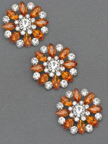 3颗花形水钻玻璃金属纽扣，彩色水晶装饰柄纽扣，适用于外套、开衫、毛衣、缝纫工艺品和DIY配件 - 多色 - 查看 48