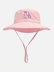 1pc Kids Heart Letter Pattern Sun Hat, Baby Casual Style With Adjustable Rope Bucket Hat, Suitable For Daily Outings And Beach - Baby Pink - View 31