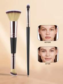 Dual-Ended Foundation Concealer Makeup Brush Rounded Taperd Flawless Brush Ideal For Liquid Cream Powder Blending Concealer - Multicolor - View 1