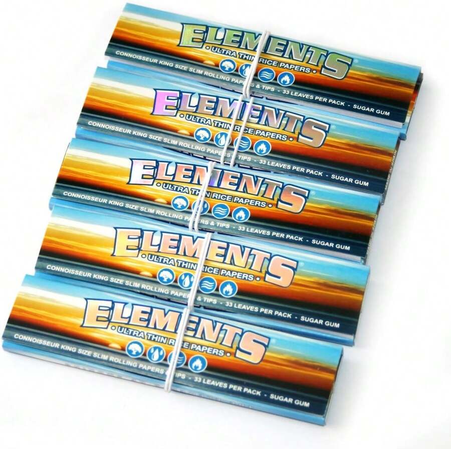 Elementos Ultra Thin Rice Connoisseur King Size Slim Con Puntas Papel de Liar 5 Paquete - Blanco - Ver 1