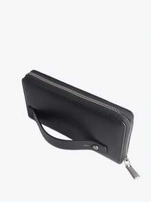 HOVI'S Kaidu Qi Men's Large Capacity Card Holder, Made Of PU Leather, With Zipper And Wrist Strap, Can Hold Phone + 10 Cards + Cash, Size 19.5x10.5cm Multi-Function Storage Pouch (Brown) - Black - View 4