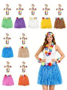 Bộ 5 váy cỏ kiểu Hawaii - Hoàn hảo cho các bữa tiệc hóa trang, tiệc theo chủ đề Hawaii dành cho người lớn, tiệc mùa hè, tiệc sinh nhật và Halloween. - Nhiều màu - Xem 1