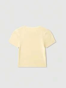 Camiseta casual de verano con estampado de rayas - Amarillo - Ver 2