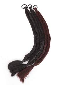 24-Inch Synthetic Ponytail Loose Braided Elastic Hairband - 1-Piece High-Elasticity Hairpiece, Halloween & Christmas Accessory - Multicolor - View 6