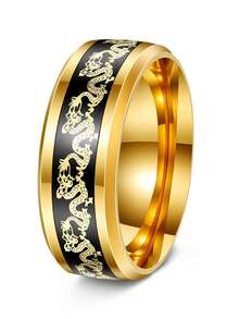 2-Color Chinese Dragon & Phoenix Totem Stainless Steel Ring, Vintage Purple Color Suitable For Daily Wear And Gift - Multicolor - View 22