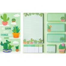 Set de notas adhesivas con forma de plantas de dibujos animados, pegatinas de memorándum lindas y kawaii autoadhesivas, adecuadas para escritorio, escuela, oficina, notas adhesivas pequeñas y removibles para recordatorios diarios, diario, mensajes de regalo - Unitalla - Ver 5