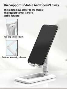 1个白色ABS可调节桌面手机支架，多角度通用可折叠支架，适用于iPad、智能手机、平板电脑 - 白色 - 查看 11