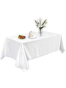 Khăn trải bàn hình chữ nhật 55 x 70 inch, chất liệu vải polyester có thể giặt, tái sử dụng, chống nhăn, phù hợp cho bàn ăn, tiệc tùng, nhà hàng, đám cưới - Màu trắng - trắng - Xem 7