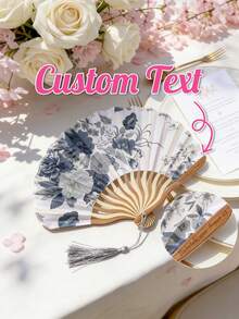 Personalized Silk And Seashell Folding Fans-Customizable With Text On The Ribs. These New-Chinese-Style Ladies' Folding Fans Are Compact, Portable, And Adorned With Elegant Tassels. Crafted With A Secure, Tightly Hemmed Edge Design, They Feature Smooth Bamboo Ribs Free Of Splinters. - Multicolor - View 1