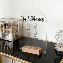 Perfect Acrylic Transparent Nail Display Board, Nail Shape Chart Acrylic Sign With Wooden Base, Nail Salon Display Board For Manicure, Nail Shape Guide (Mandarin, Oval, Egg, Square, Ballerina, Stiletto), Nail Art Salon Decor Sign - View 7