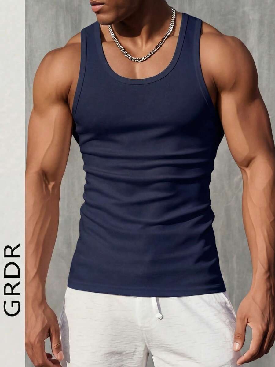 GRDR Men's Casual Solid Color Tank Top, Summer