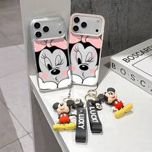 This Disney Mickey Mouse Pattern Lanyard Phone Case Features A Strong Magnetic Closure And Full Coverage Of Acrylic And TPU Material. It's Shockproof, Lightweight, And Suitable For IPhone17/16/11/13/15/15 Plus/15 Pro/15 Pro Max/12/14 Pro Max/11 Pro Max/12 Pro/12 Pro Max/13. It's A Popular Birthday Gift, Business Gift, Durable, Stain-Resistant, And Fingerprint-Resistant New Phone Case For Men And Women. It Also Includes A Mickey Mouse Phone Case And Mickey Mouse Doll Bracelet. Compatible With SamsungGalaxy S20, S21, S22, S23, And S24 Series. It's The Perfect Gift For Friends And Family. This Stylish Phone Case Is Fun, Lightweight, And Durable. IPhone17 Pro Max Phone Case, Minnie Phone Case. - Blue - View 3