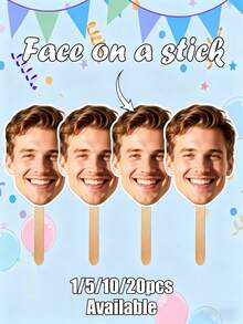 Customized Photo Face Mask, Face Mask With Cutout, Deer Horn Party Mask, Fun Birthday Mask, Bride Party Mask, Suitable For Bachelorette Party, Bridal Party, Birthday Party, Retirement Party, Wedding Photo Booth - Multicolor - View 8
