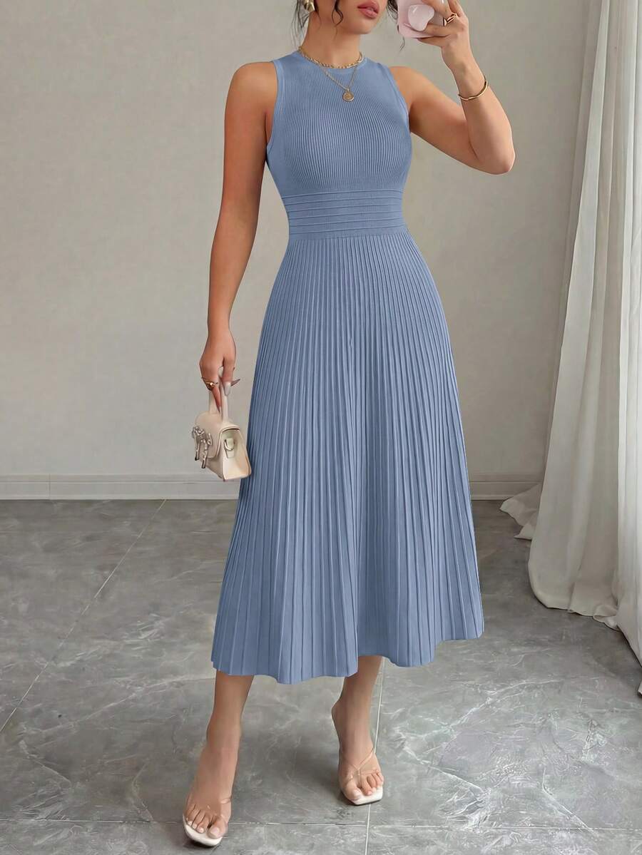 PRETTYGARDEN Women's Summer Dresses Casual Business Work Midi Sleeveless A Line Pleated Evening Elegant Dresses Cocktail Wedding Guest Graduation Dress Dresses For Women - 藍灰色 - 查看 1