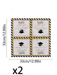 40/20pcs/Pack Graduation Season Napkins, Black & Gold Graduation Party Table Decor Napkins, Personalized Graduation Party Napkins, Perfect For Graduation Celebration - Multiple Styles - View 9