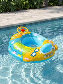 Flotador inflable con forma de volante de dibujos animados, asiento flotante antivuelco con diseño de sirena y dinosaurio, juguete de agua de PVC reforzado para la playa y la piscina en verano - Multicolor - Ver 8