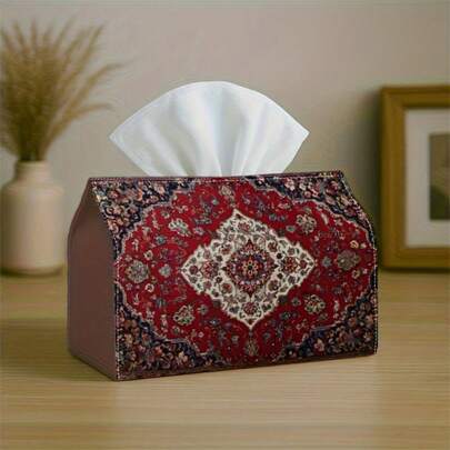 1 hộp khăn giấy đa năng, thiết kế vân nổi - Hộp đựng bằng polyester bền chắc, thích hợp trang trí nhà cửa dịp Giáng sinh, phòng khách, phòng ngủ, nhà bếp, trang trí nhà cửa, đồ dùng cho tiệc tùng.