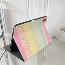 1 chiếc ốp lưng máy tính bảng in họa tiết hoa sọc cầu vồng pastel kiểu sách lật - Có chân đế đa góc và ngăn đựng bút, tương thích với iPad/Galaxy Tab S10+/S9/A29, Oppo Pad, . - Nhiều màu - Xem 7