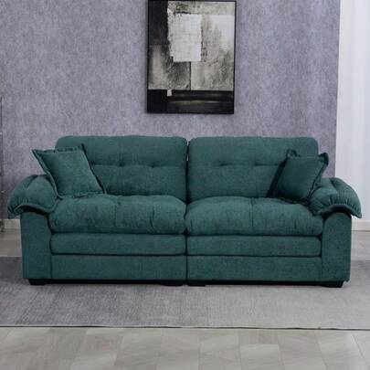213cm Deep Chenille Single Sofa With Double Cushion (Memory Foam + Individual Springs) – Comfortable Double Sofa For Small Living Rooms, Apartments And Offices