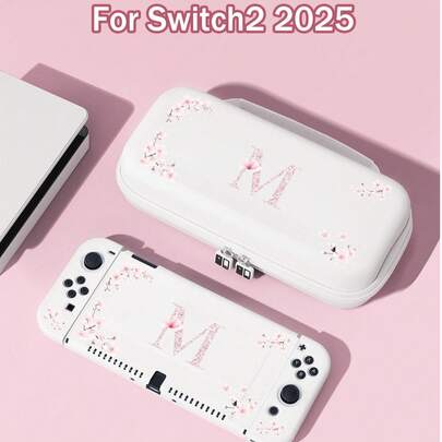 Phụ kiện cho , họa tiết chữ M hoa lá, tương thích với Switch 2025, ốp bảo vệ và túi đựng OLED cho NS/Switch, món quà tuyệt vời dành cho người chơi Switch, quà tặng lãng mạn cho ngày Valentine.