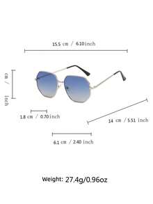 1 Cặp kính thời trang gọng kim loại unisex, kiểu dáng retro cao cấp dành cho nam và nữ, gọng kính lớn đa năng, tôn dáng. - Màu xanh chuyển sắc - Xem 2