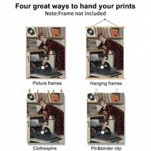 Set Of 1 Retro Surreal Vinyl Record Canvas Wall Art | Mid Century Humorous Kitchen Print For Living Room,Frameless/Framed - A - View 8