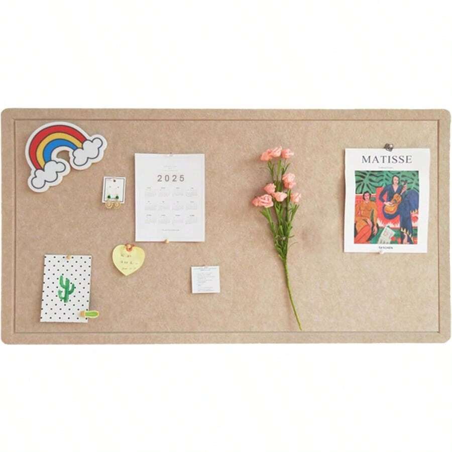 Foldable Large Felt Bulletin Board - 36'' X 18'', Decorative Picture Framed Display Board With 35 Rose Pins For School, Home, Kitchen & Office Walls - 1 - View 1
